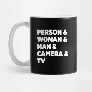 Person Woman Man Camera Tv White Mug